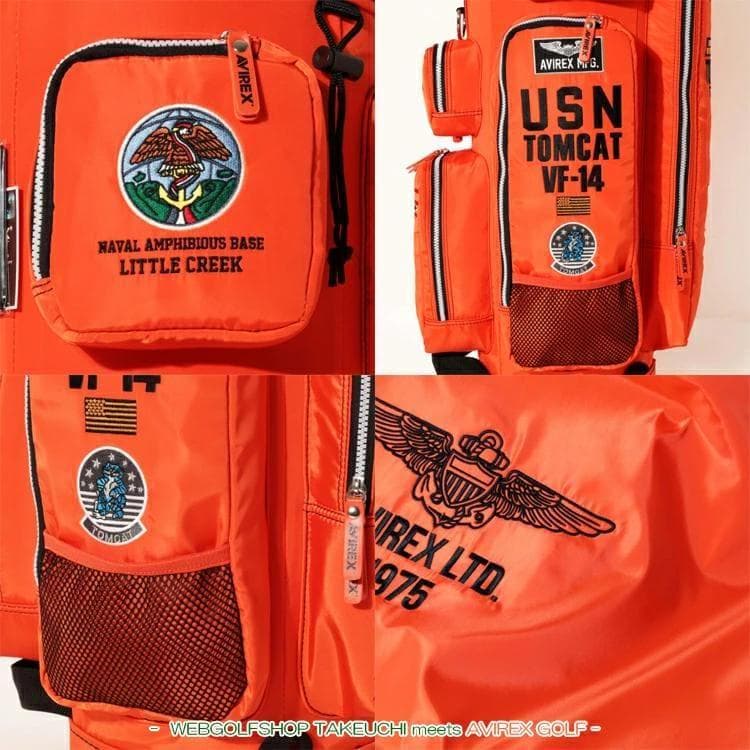 新品 AVIREX アヴィレックスゴルフ キャディバッグ オレンジ