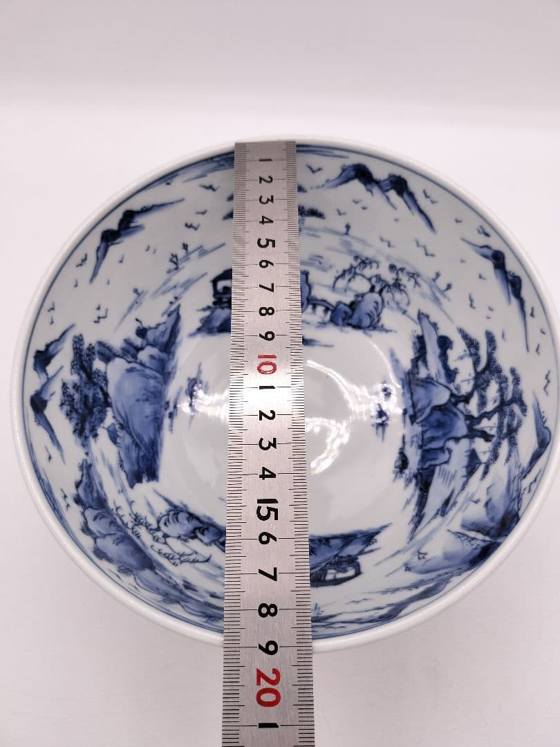c601 菓子鉢 染付山水 川瀬白鳳 木箱 茶道具 古物