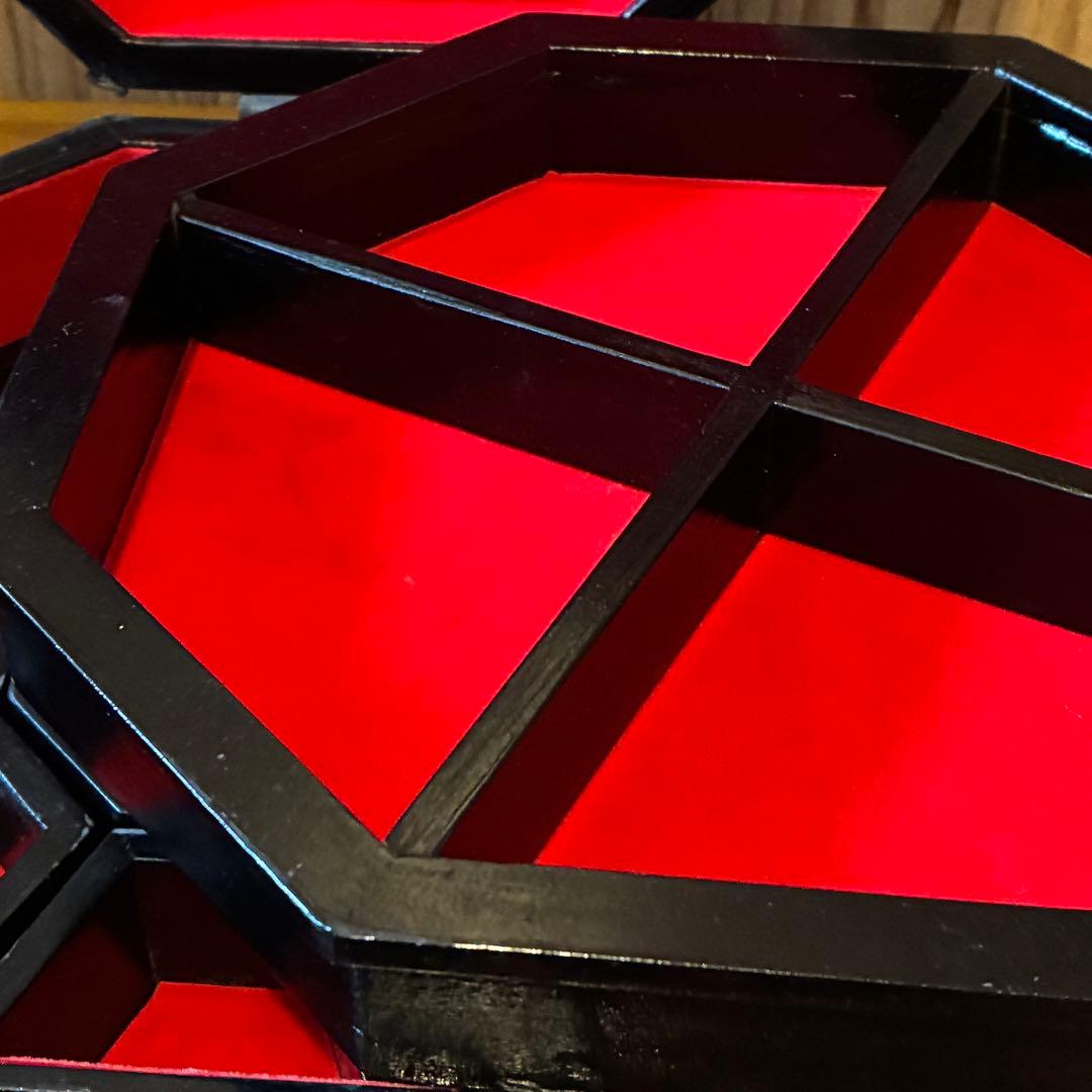 ヴィンテージ 中国　宝石箱　ジュエリーボックス　八角形　レア　赤