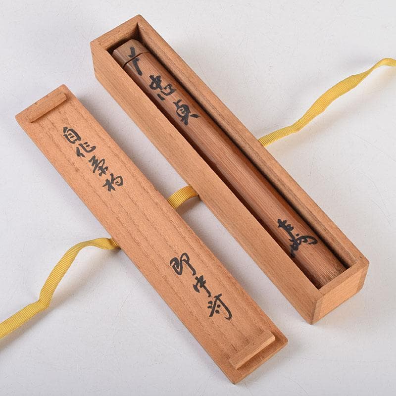 茶道具　表千家十三代即中斎　自作茶杓　銘「忠貞」　共筒共箱　M　R9269