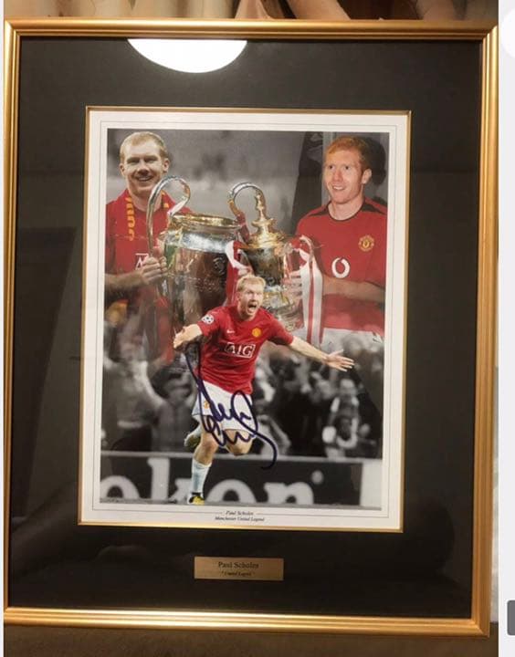 マンU 一筋 スコールズ フォトサイン 本物鑑定書付き　値下げ