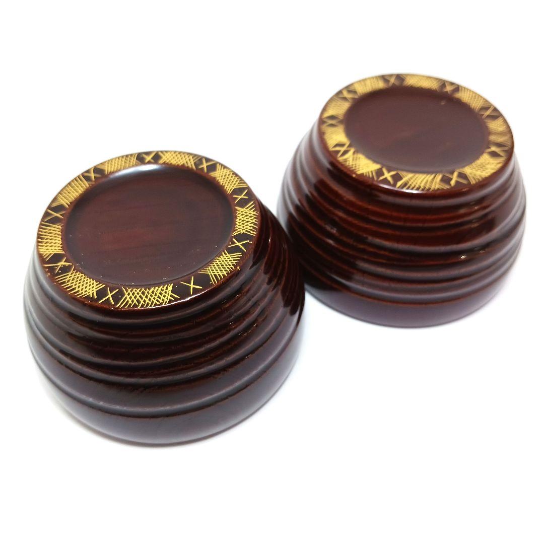 Y3339-2 輪島塗 塗師 大徹 金蒔絵 ぐい呑み 2客セット 共箱　#13