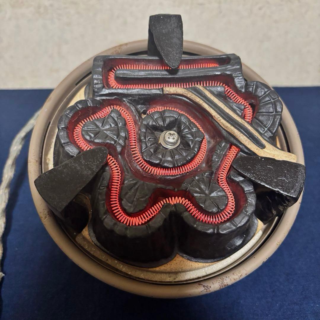 風炉/茶釜/電熱器/鬼面風炉釜/鉄風炉/野々田製電熱器/敷板/茶道具/お点前道具