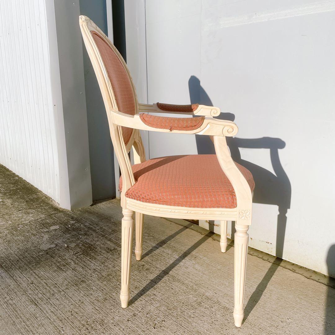 【美品③】ルイ16世様式 フランス華麗チェック織物張 メダリオンアームチェア