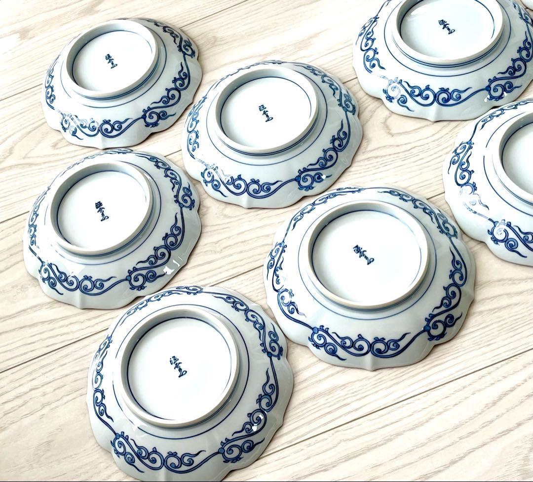 源右衛門 染錦草花文 和菓子皿 是米木窯 10客　染付　共箱