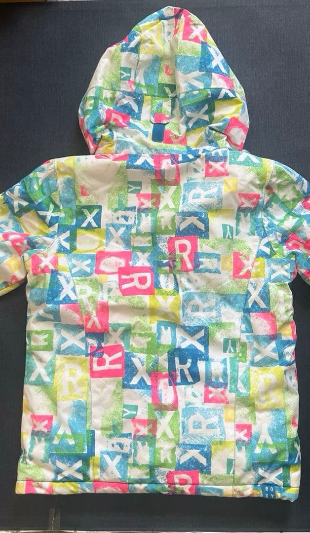 【美品】ROXYスキースノーボードウェア130140ピンク白キッズ青ジャケット