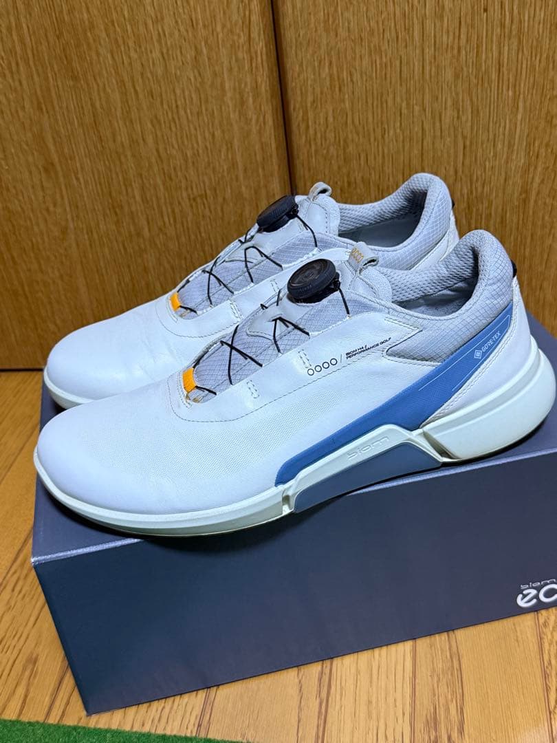 値引き　Ecco ゴルフシューズ BOAシステム ホワイト/ブルー　２６.５cm