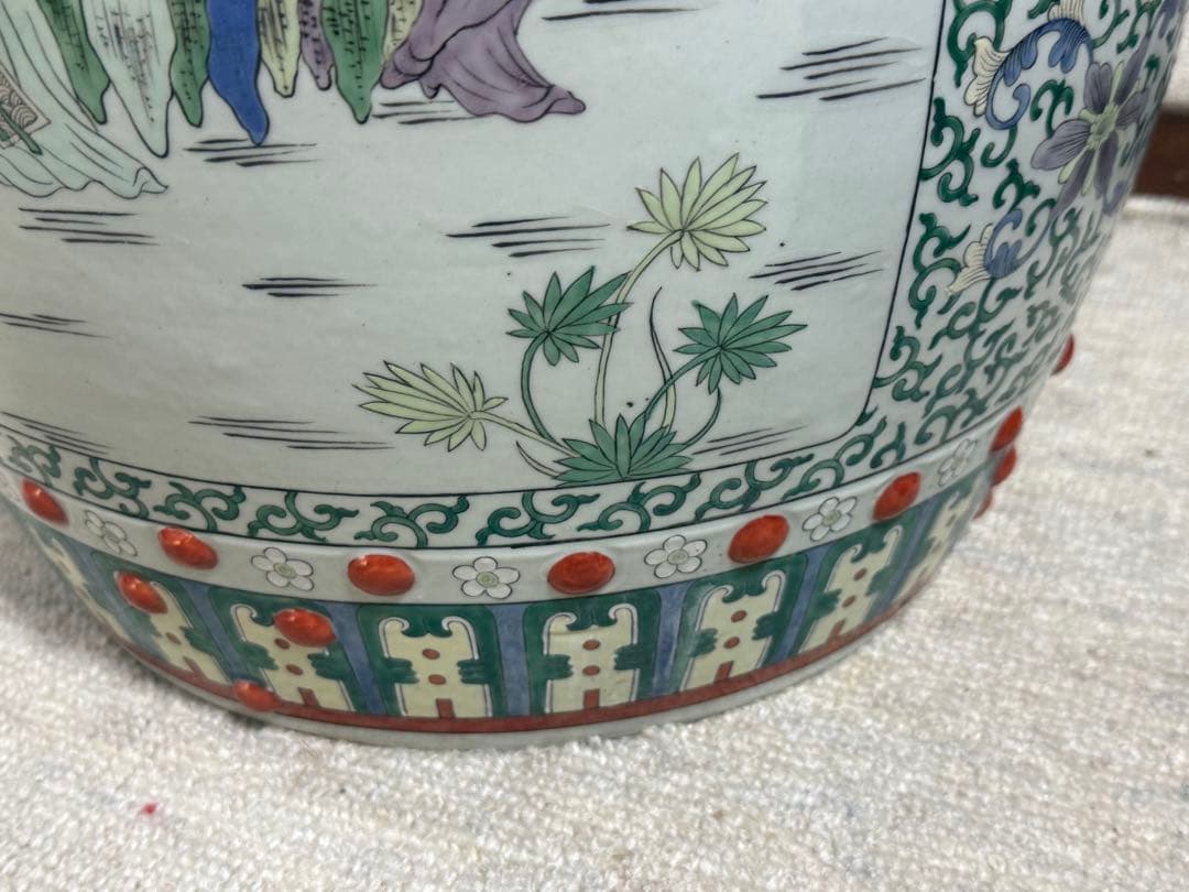 中国　粉彩人物圖　墩② 送料込み260206