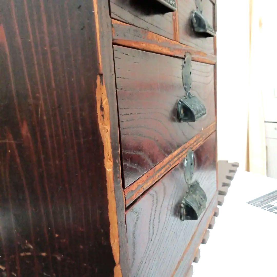 ◆年代物　小箪笥　アンティーク　和風木製箪笥 　3段