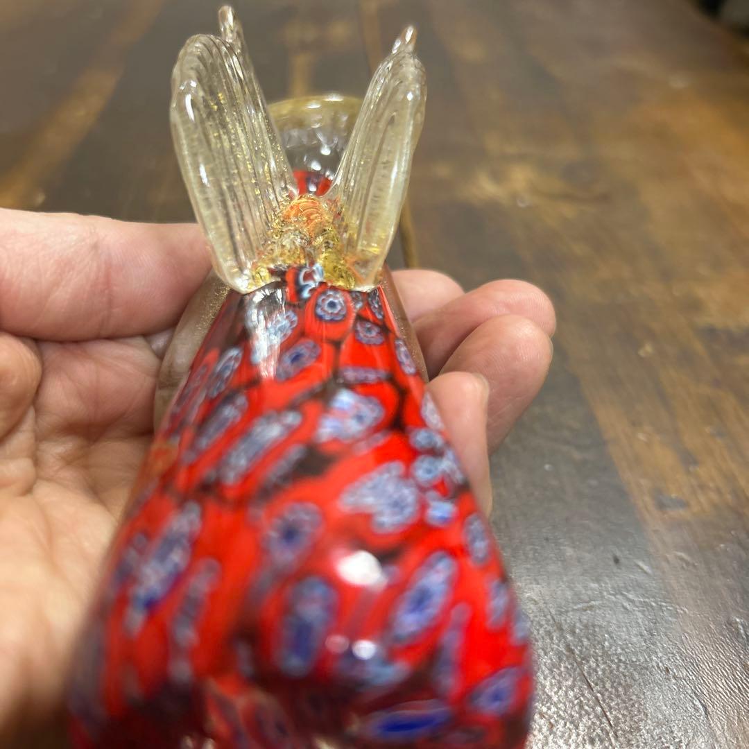 ムラーノ　Ferro & Lazzarini ミルフィオリ 天使　赤×ブルー