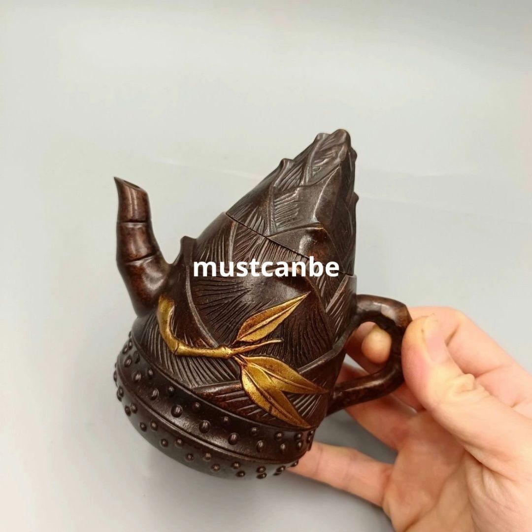 銅器 竹子茶壺 銅壺 茶道具 文房具 工芸品 置物