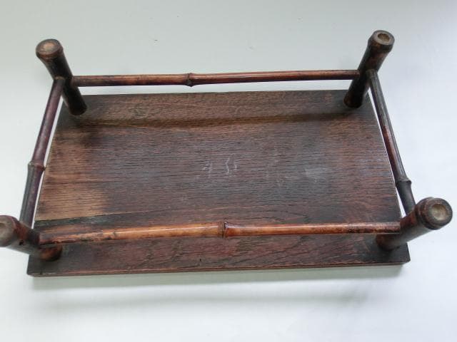 花台■古い木製四足長方形台 竹足 飾台 盆栽台 机 古民具 古美術 時代 骨董■