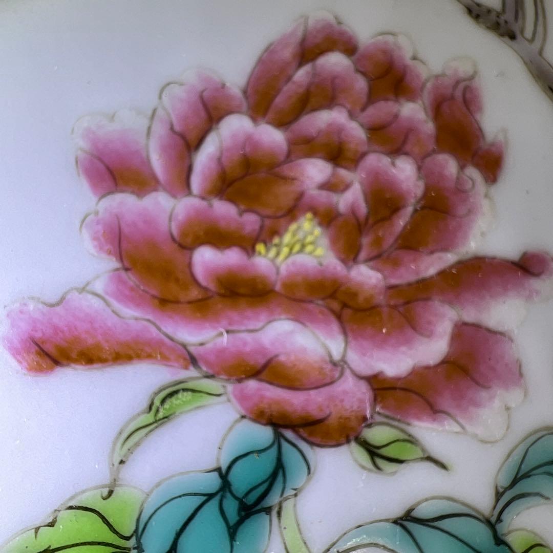 中国美術　粉彩花鳥文陶板画　東Y7-0902⭐︎2Fトヒト