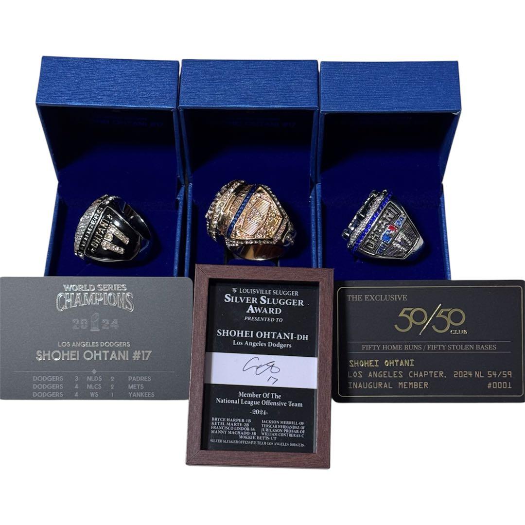 非売品 ドジャース 大谷翔平 チャンピオンリング3種ケース＆台座＆カードセット