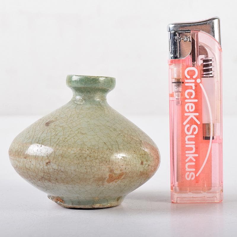 朝鮮美術　李朝　高麗青磁　小壷　油壷　C　R8575