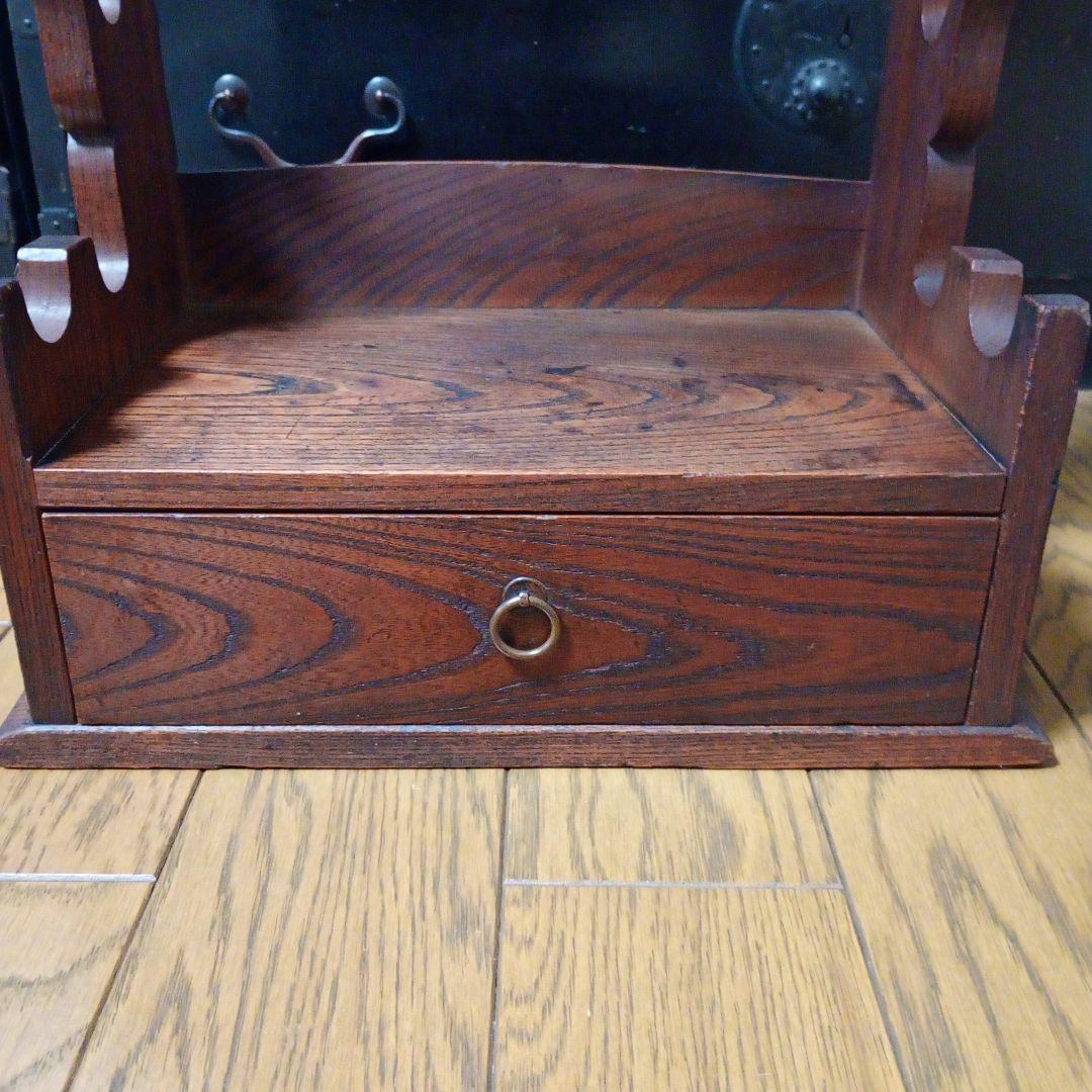 刀掛け台　5本掛け　無垢材　引き出し付　武具　日本刀