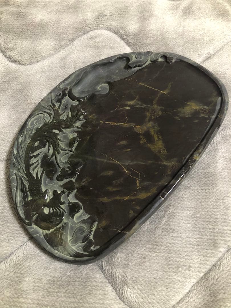 硯 旧老坑 雲鳳文 金綫 書道具硯　すずり 端溪硯 水岩 文房四寶 端渓硯 骨董