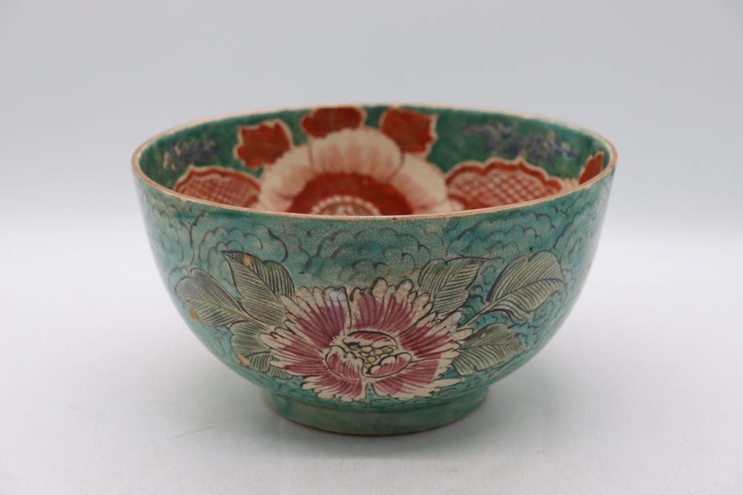 江戸晩期　古九谷　大鉢　アンティーク　木箱入　送料込み251107