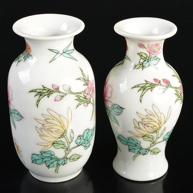 中国　中国景徳鎮款　粉彩　花文　小瓶　2点まとめて　V　R6685