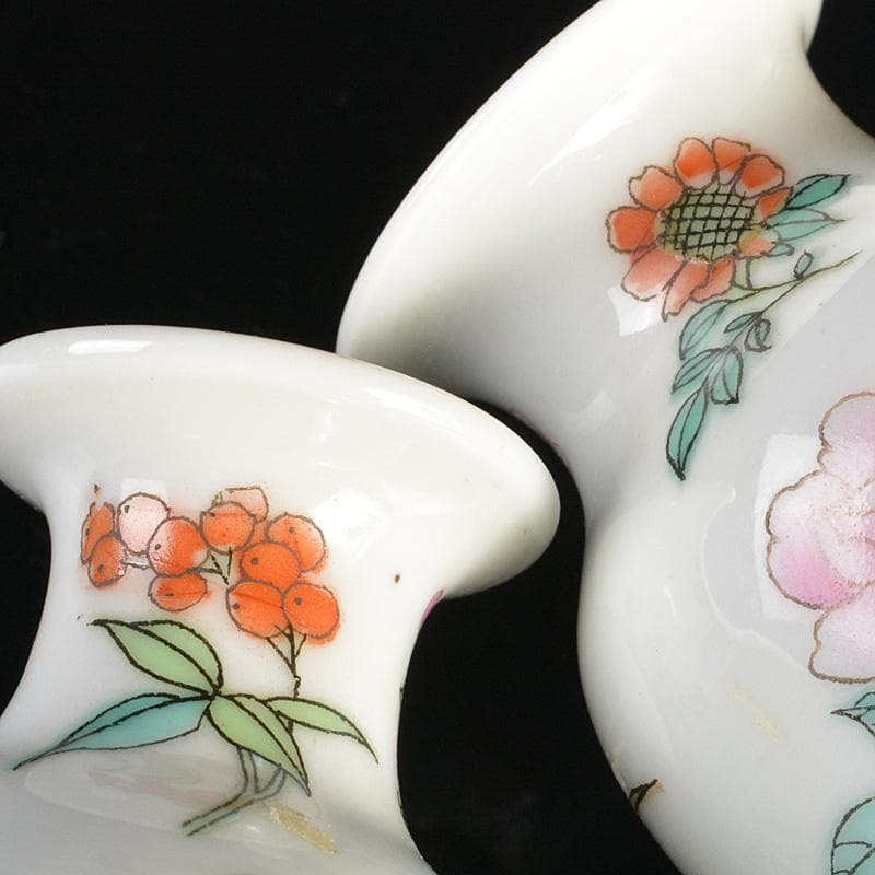 中国　中国景徳鎮款　粉彩　花文　小瓶　2点まとめて　V　R6685