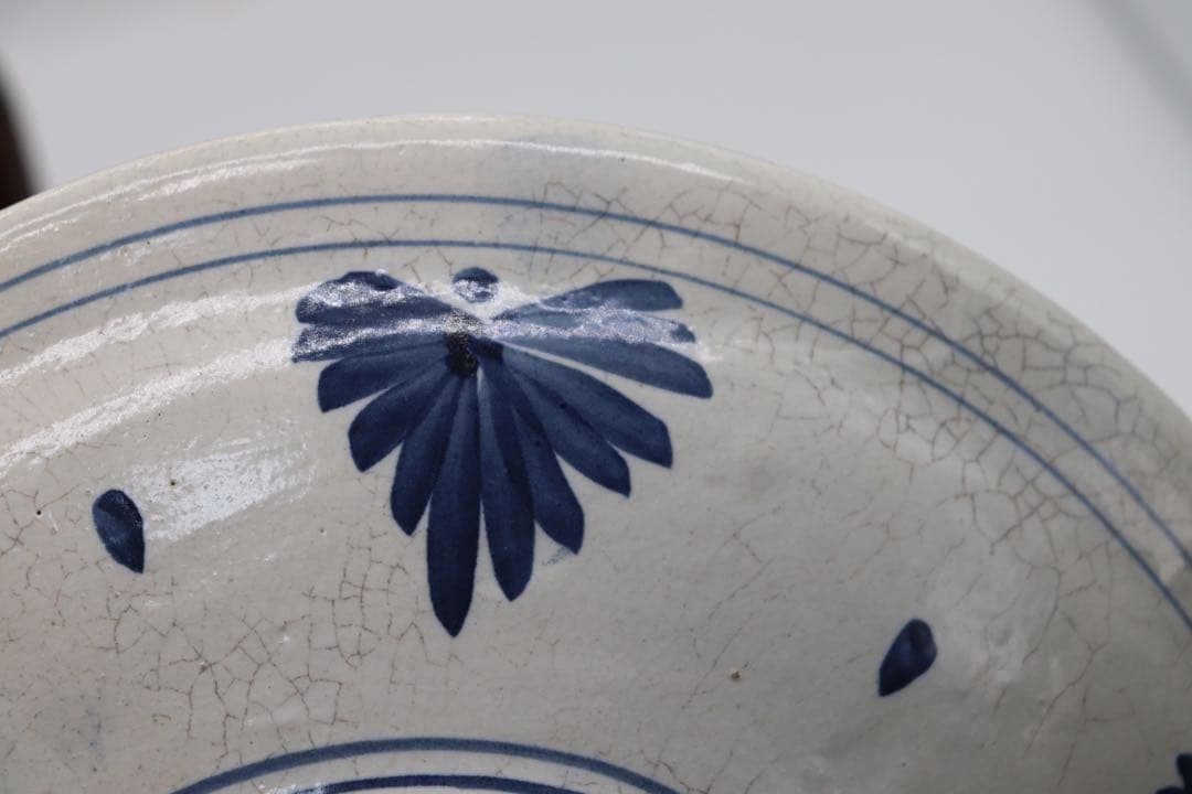 古安南　染付　魚藻紋大皿　送料込み0905