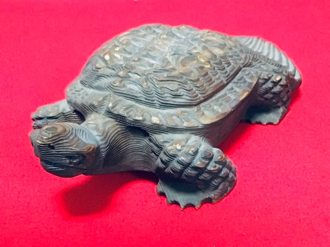 ◉逸品◉数寄屋造りの名棟梁〓平田雅哉◉一刀彫・木彫〓亀・千寿亀・蓑亀◉26cm