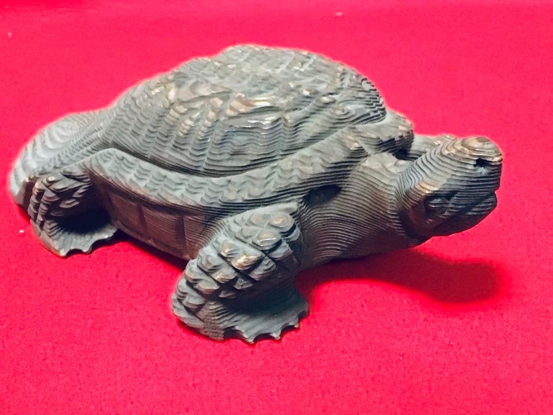 ◉逸品◉数寄屋造りの名棟梁〓平田雅哉◉一刀彫・木彫〓亀・千寿亀・蓑亀◉26cm