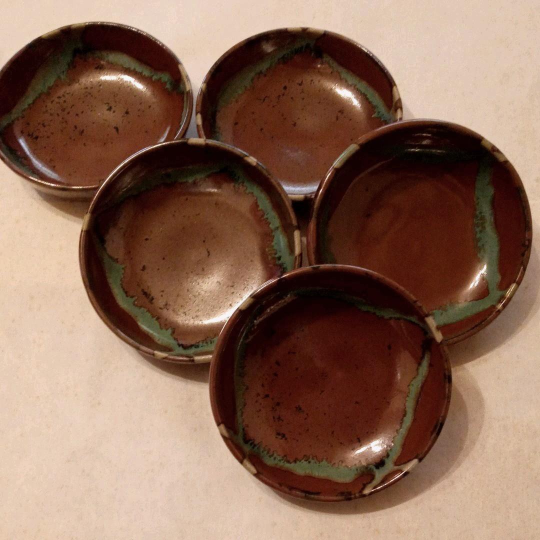 益子焼　柿釉小鉢5客揃い