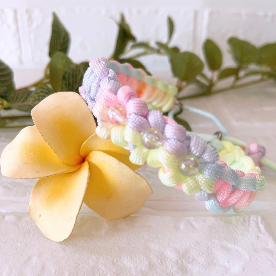 パラコードリード　ハーフチョーク　パステルレインボー　No.0176