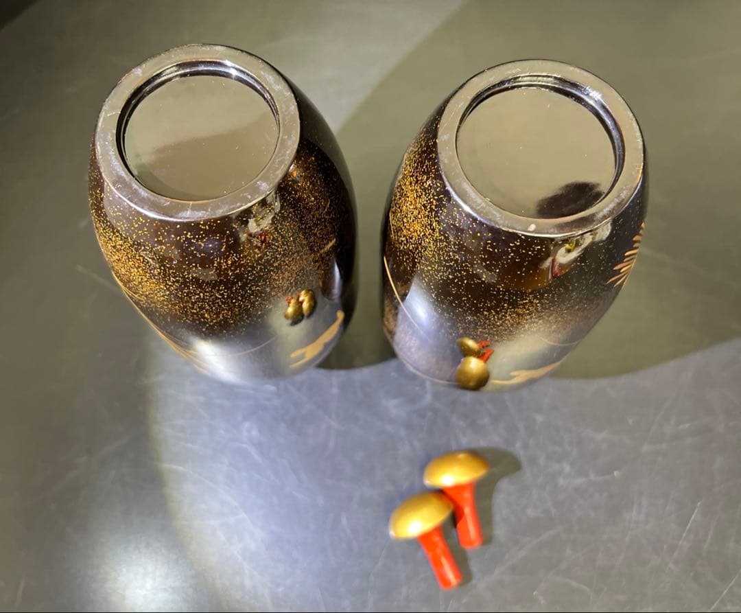 時代　極上手　蒔絵酒瓶子一対　木箱付　高さ約21㎝　東Y7-1125☆2Fトコニ