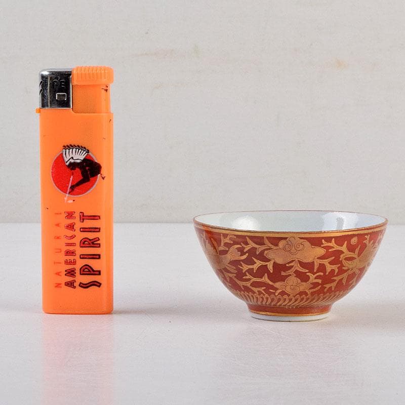 永楽善五郎　大日本永楽造　赤地　金襴手　酒呑　ぐい呑　共箱　C　9164