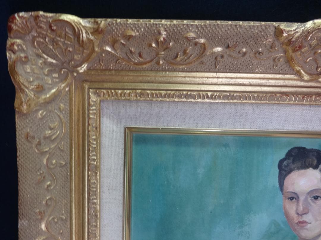 小磯良平 貴婦人・高級額装・肉筆 油彩画・美人画・印刷や写真ではない・kr91x