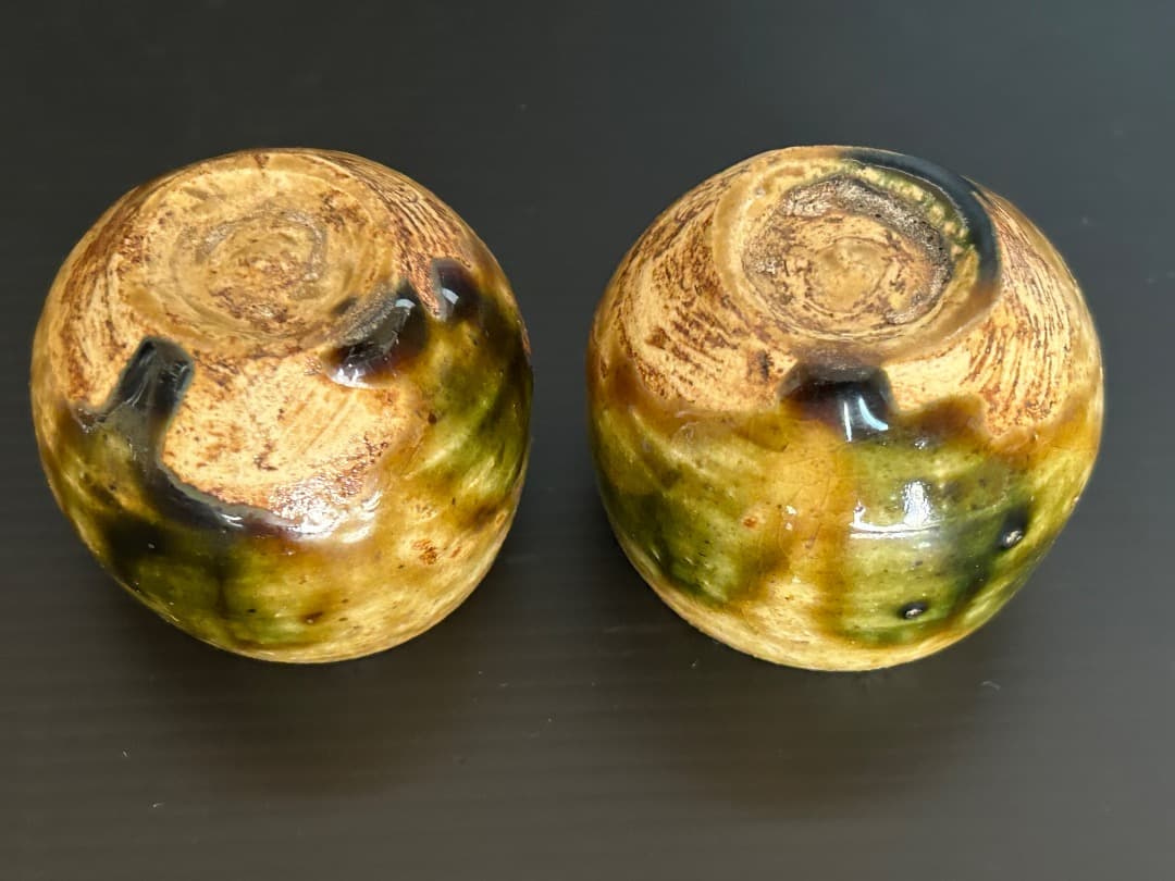 黄瀬戸の徳利と猪口 (加藤春鼎作)