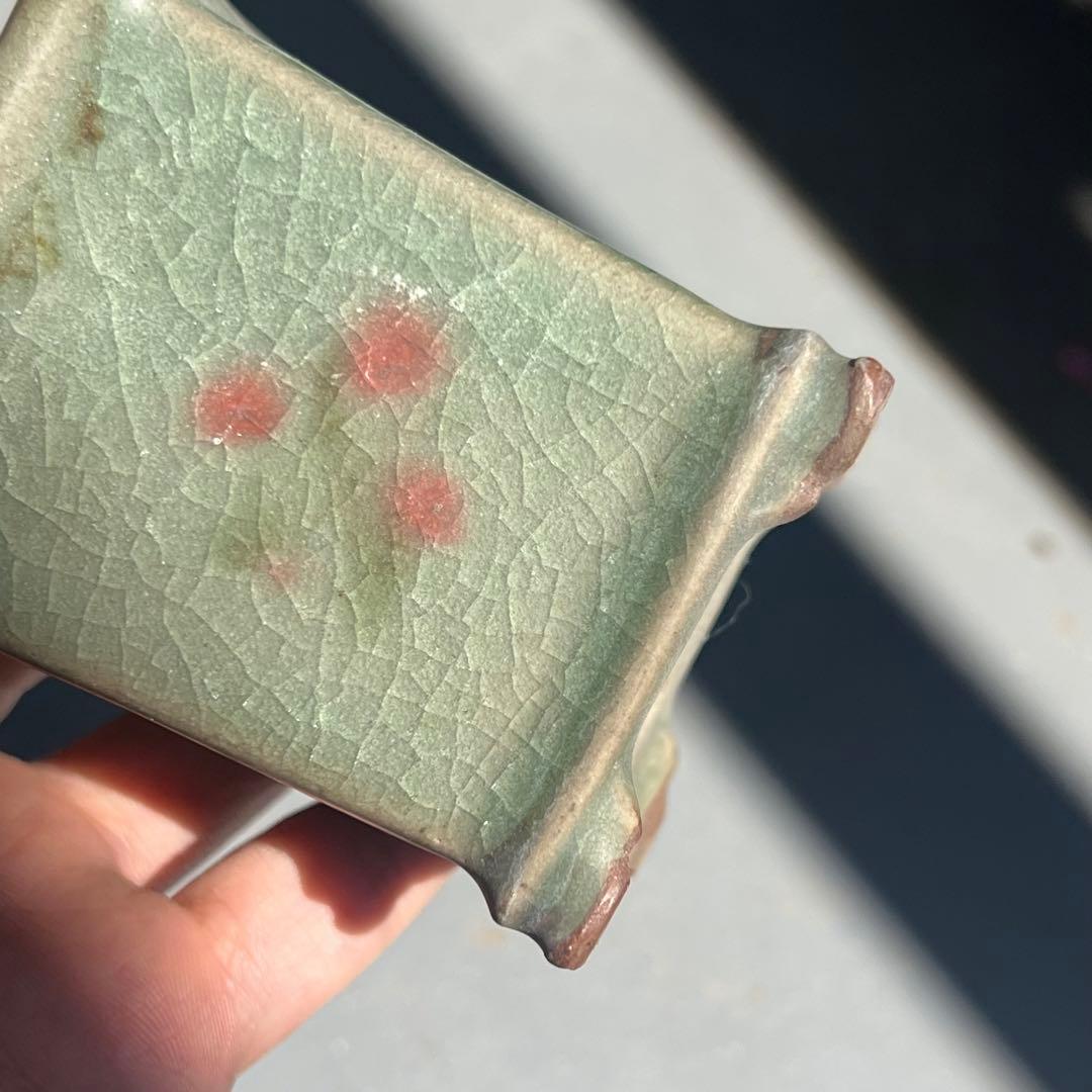 771.平安虹泉 雲足正方 盆栽鉢 植木鉢 6.5*6.5*7.9cm