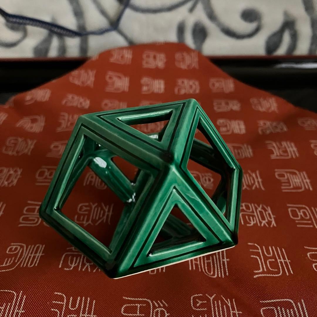 お値下げ 茶道具 中村翠嵐 青交趾切子 蓋置