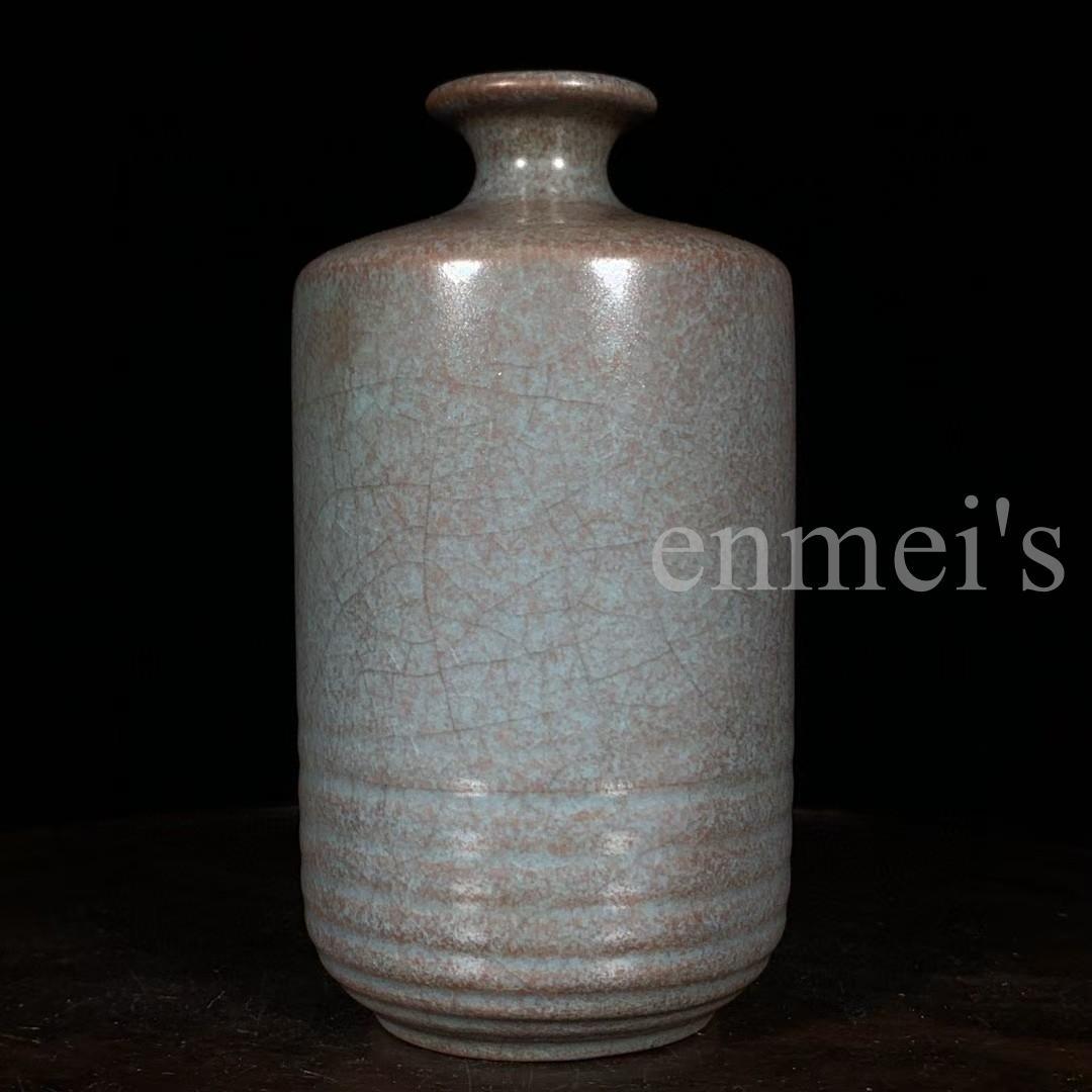 中国古美術・希少・旧蔵品・宋代冬瓜瓶（陶磁器）•汝窯・案頭・置物・文房具