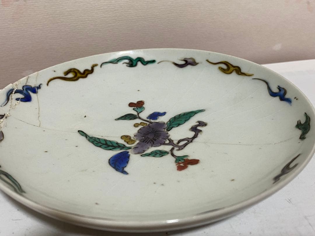 ♦江戸時代前期 古九谷 五彩九谷 小皿 珍物 珍品 古九谷様式 古美術品 骨董品