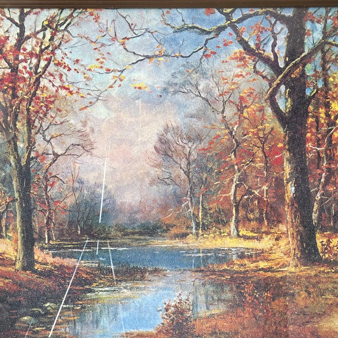 【水晶画】世界の名画 ロバート・ウッド　10月の朝 風景画 秋景色 風景画
