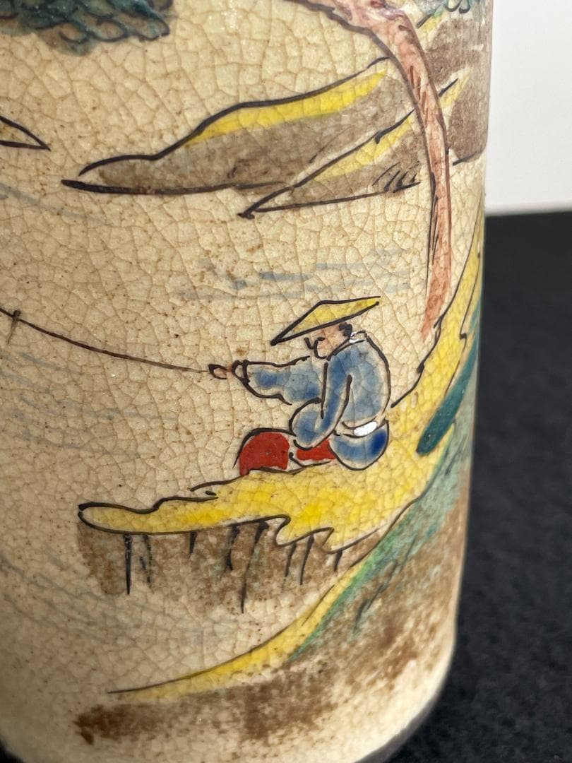 青木木米 京焼 徳利 酒器 花入 山水図 時代物 古陶磁 旧家蔵出 江戸期