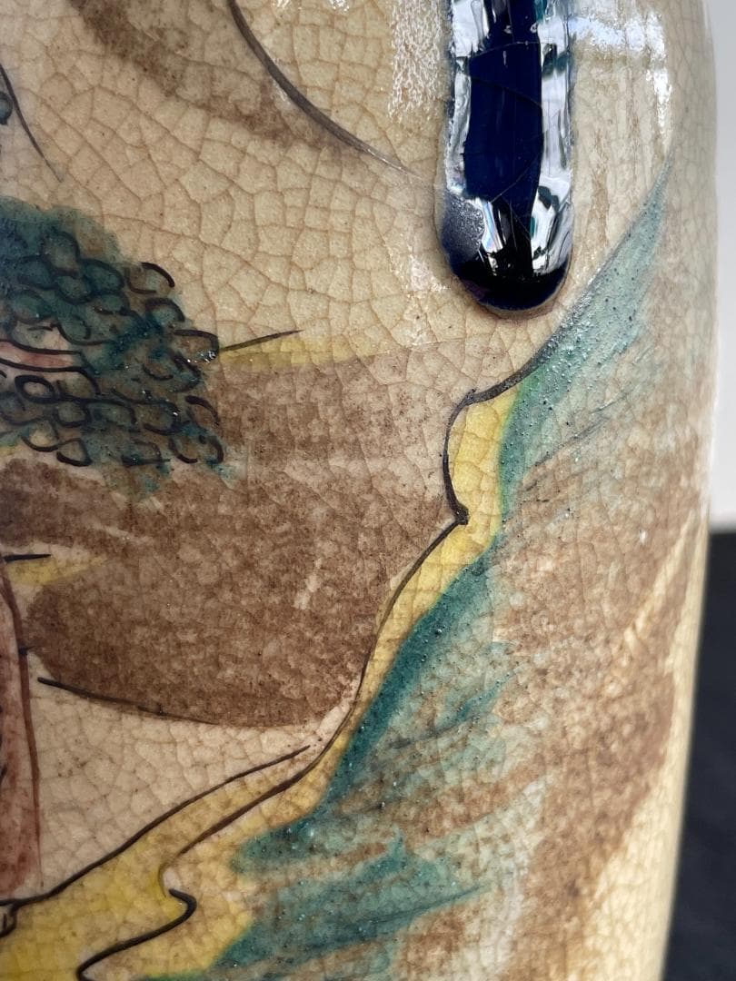 青木木米 京焼 徳利 酒器 花入 山水図 時代物 古陶磁 旧家蔵出 江戸期