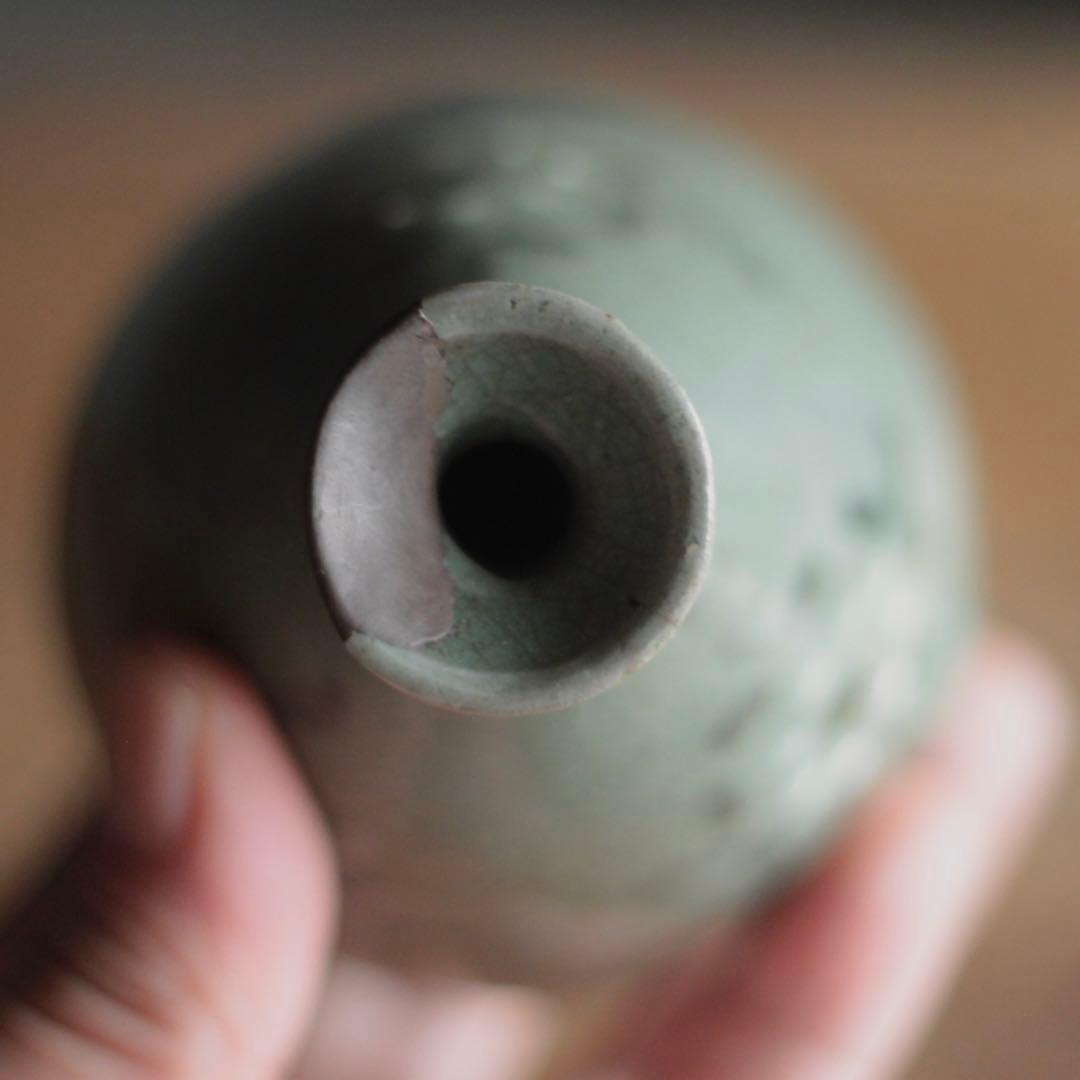 高麗青磁 白黒象嵌 徳利 酒器 古美術 古道具 アンティーク 朝鮮美術 高麗美術