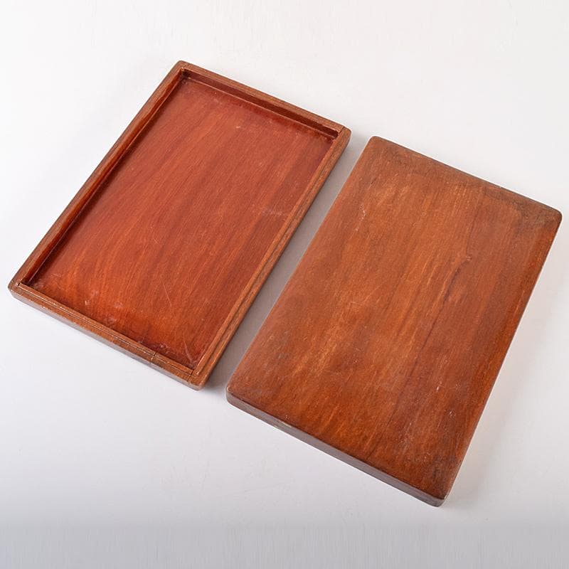 中国　書道具　端渓硯　唐木箱付　M　R7555