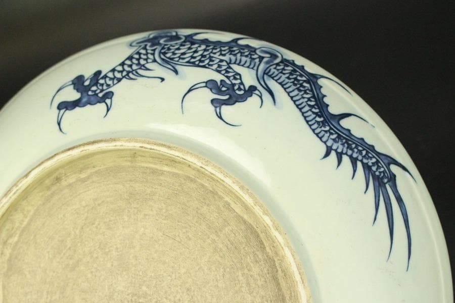 中国美術 青花 龍紋 皿(A736)