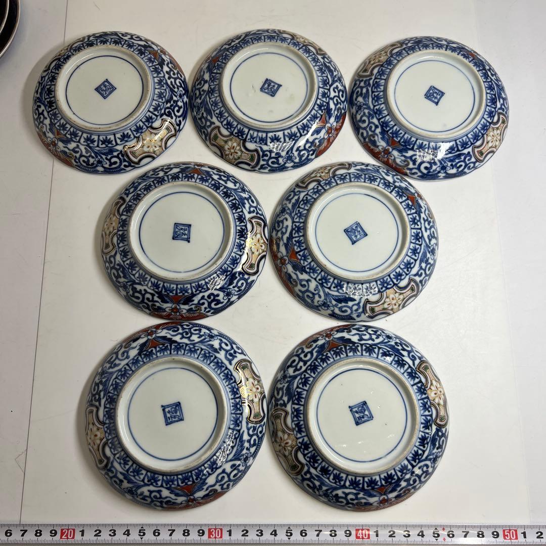 明治初期　極上手　大聖寺伊万里中皿14枚　木箱付　東Y8-0205☆2F