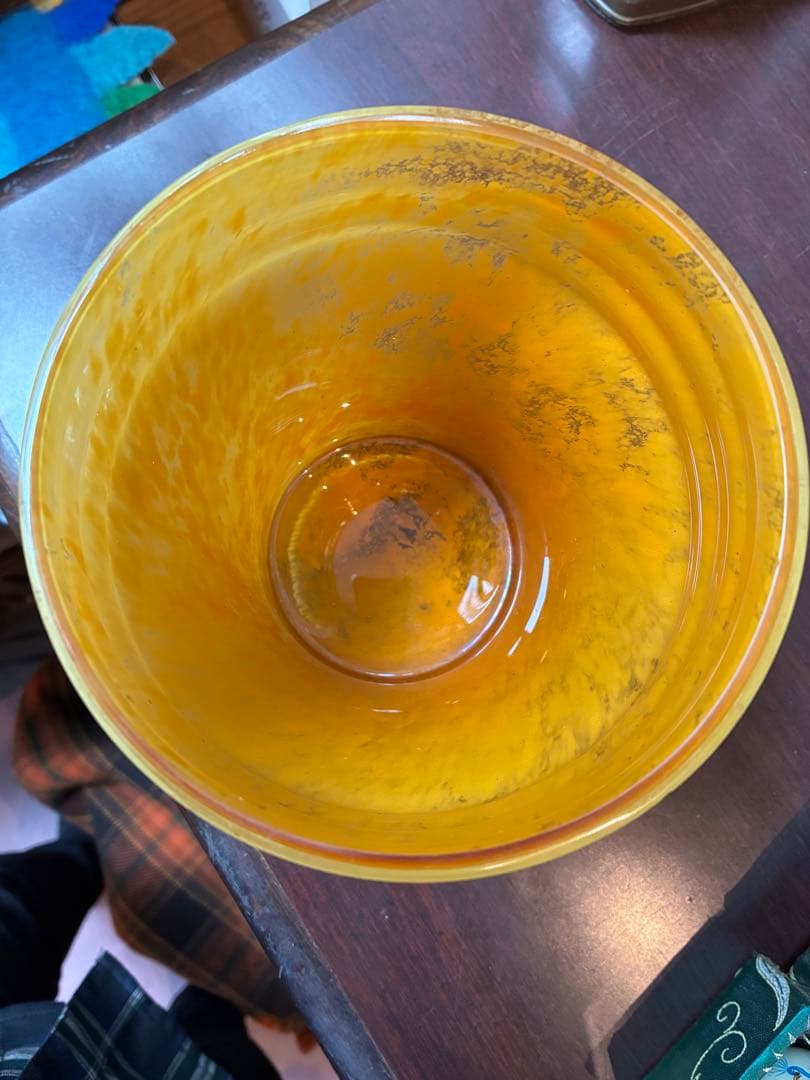 茶道具　ガラス　水指　共箱無し　傷無し　黄色