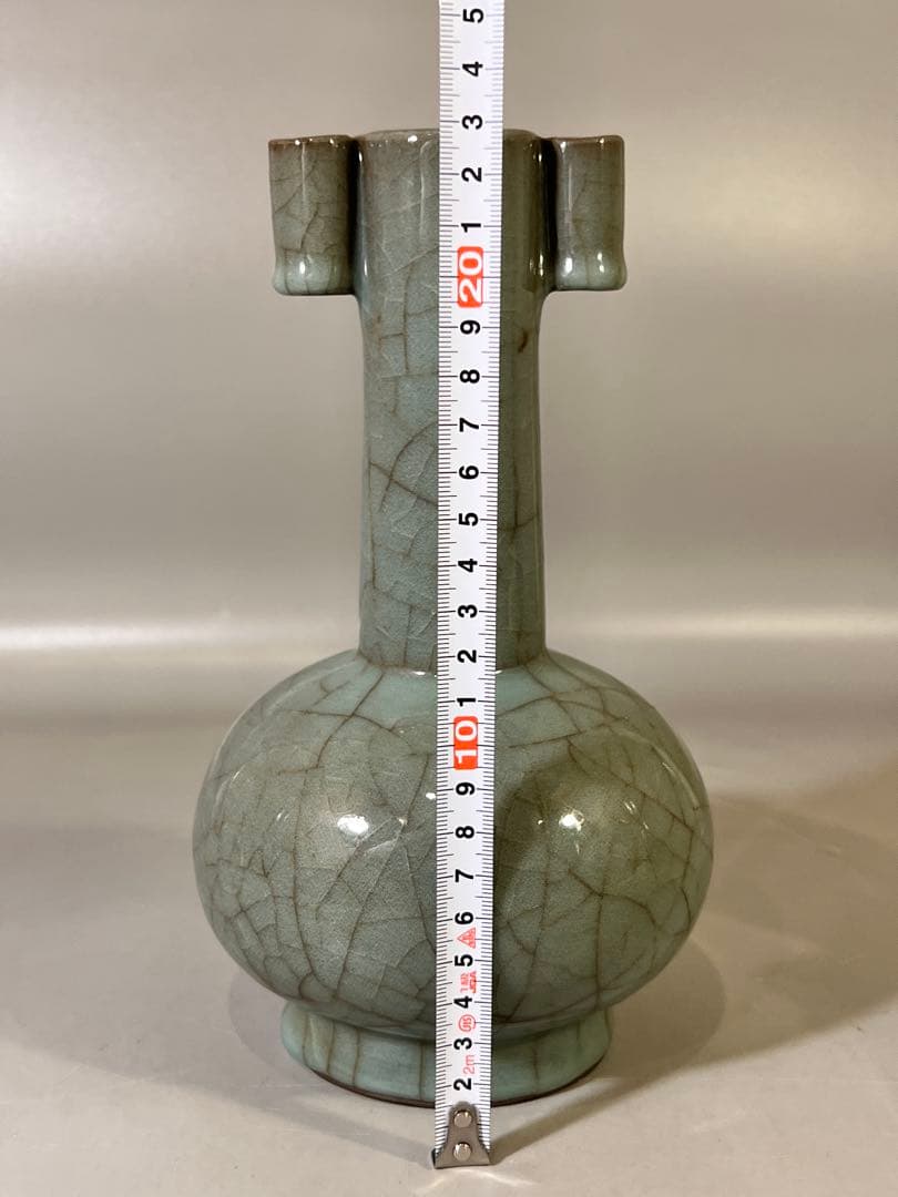 DT647 中国 青磁 管耳 瓶 茶道具伝来