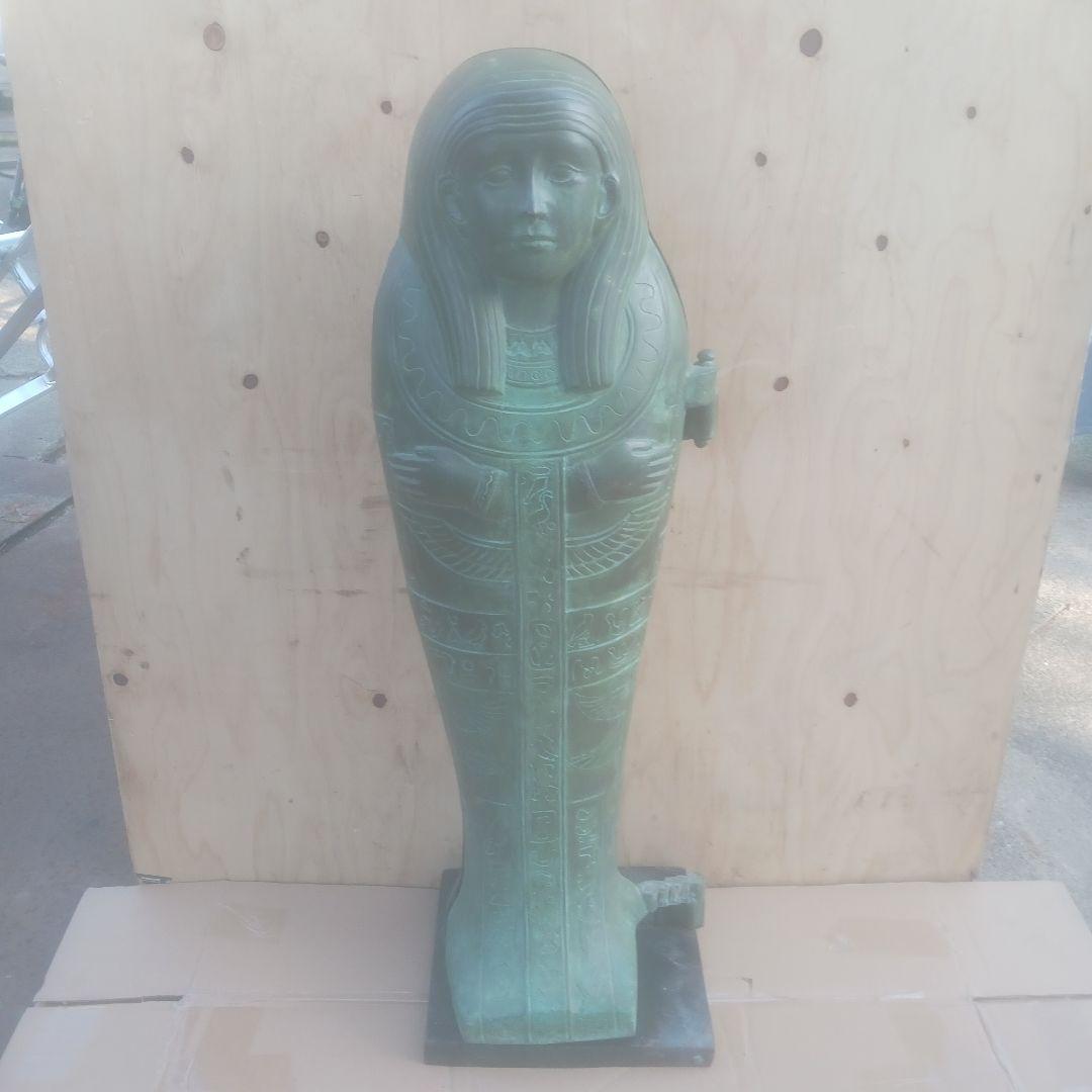 エジプト　棺入りのクレオパトラ像　真鍮製　オブジェ　銅像　女性像