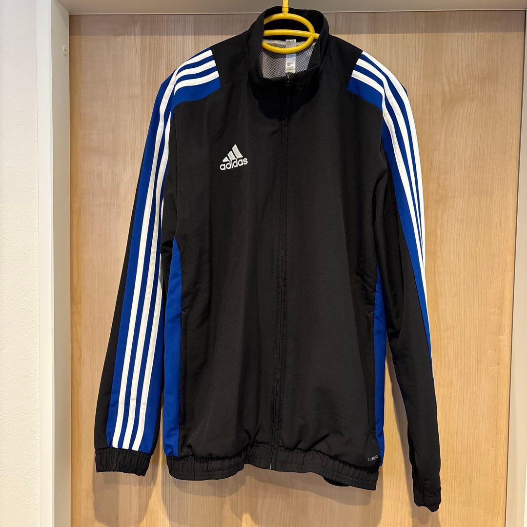極美品 adidas ウィンドブレーカー上下セットアップ ブラック/ブルー M