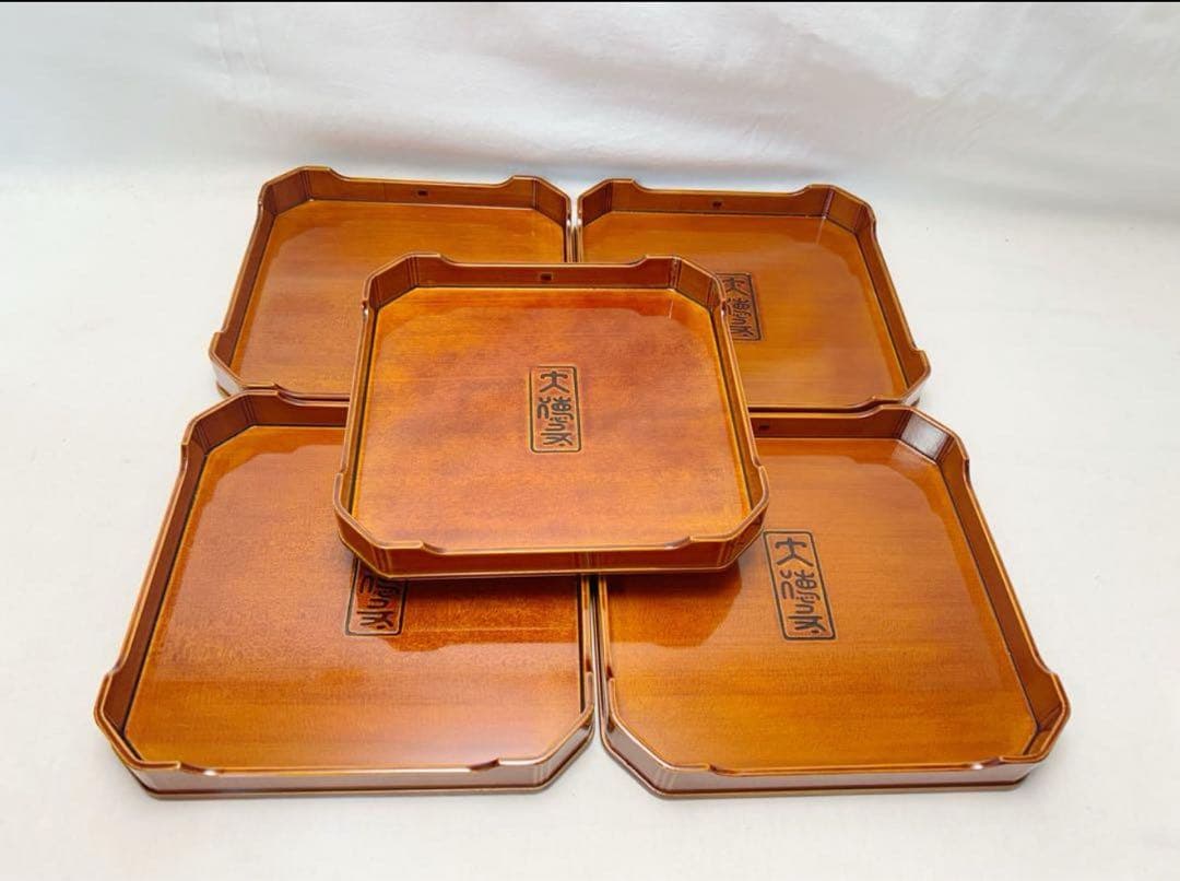 ほぼ未使用 懐石道具 飛騨春慶塗 大徳寺 縁高重箱 五客揃 刻印有 紙箱