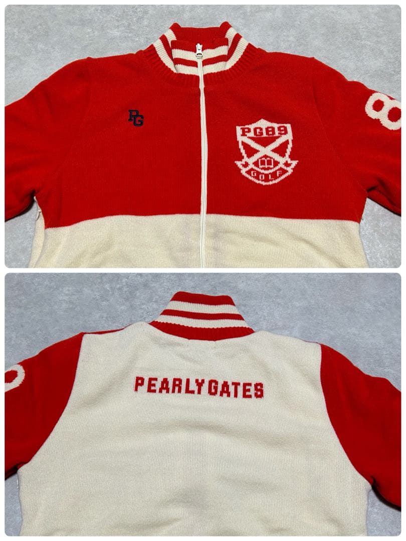 未使用級 パーリーゲイツ　ジップアップセーター ウール混 メンズ サイズ 5